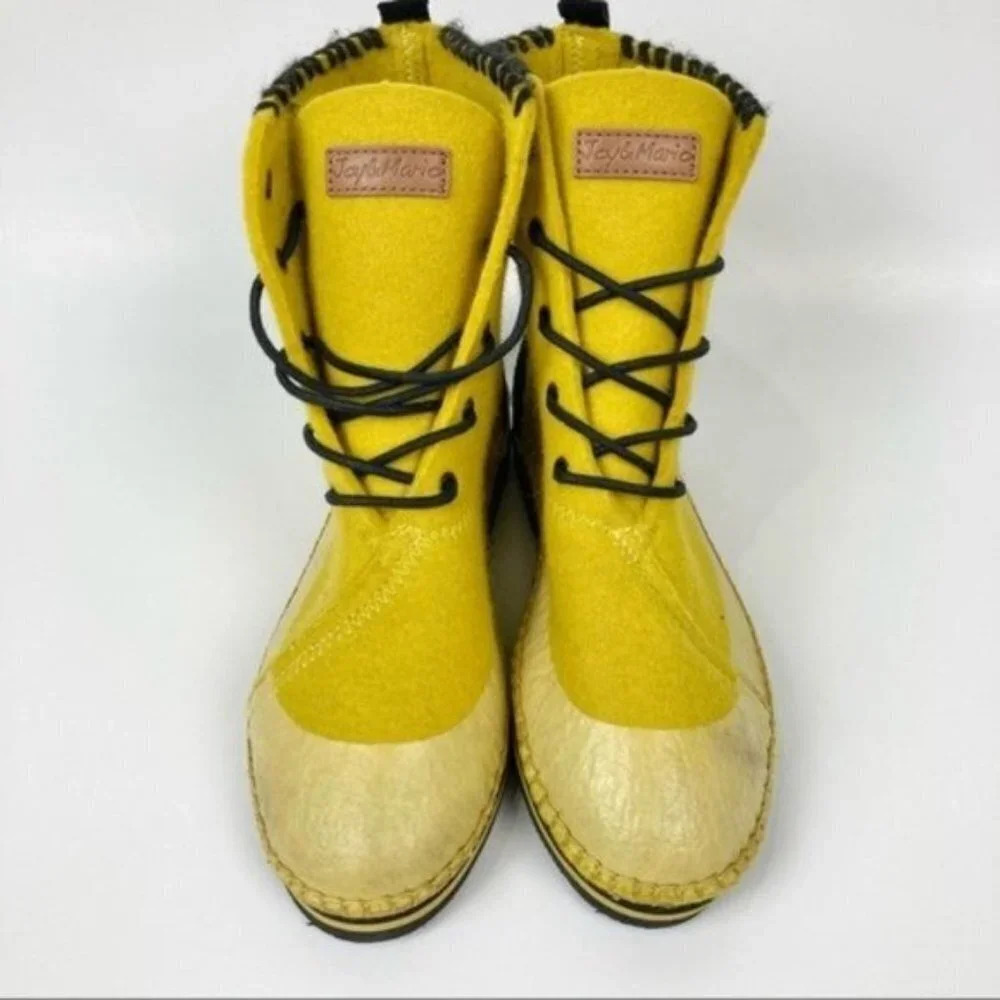 Joy & Mario Yellow Ankle Boots Sz 38 - Picture 2 of 10